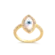 Anel Marquise Olho Grego Cravejado Zircônia Folheado a Ouro 18k