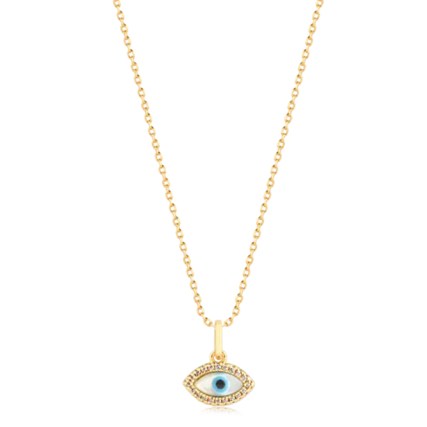 Gargantilha Olho Grego Cravejada Com Zircônia Folheada a Ouro 18k