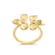Anel Regulável Flor Textura e Zircônia Folheado a Ouro 18k