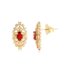Brinco Com Pedras de Zircônia Folheado a Ouro 18k