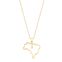Gargantilha Mapa do Brasil Folheado a Ouro 18k
