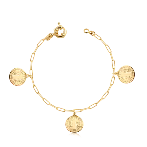Pulseira Cartier São Bento 15mm Com Fecho Bóia Folheada a Ouro 18K