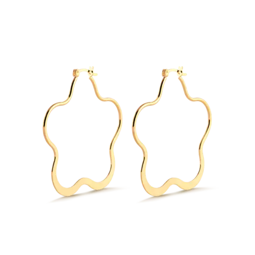 Argola Flor 48mm Folheada a Ouro 18k