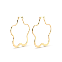 Argola Flor 48mm Folheada a Ouro 18k