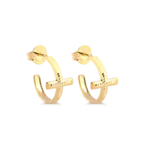 Argola Cruz Lisa Folheada a Ouro 18k