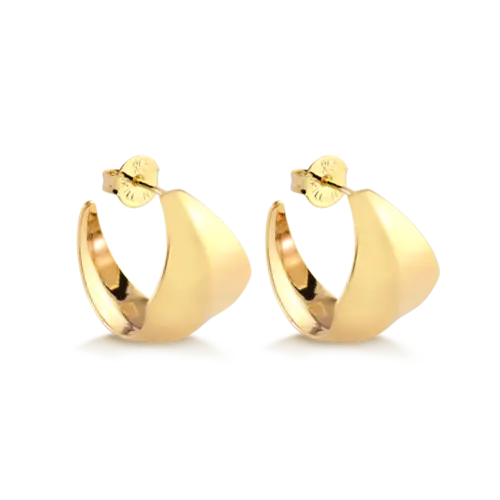 Argola Curvada Lisa Folheada a Ouro 18k