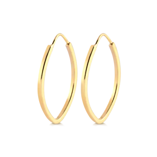 Argola Lisa Oval 17x27mm Folheada a Ouro 18k