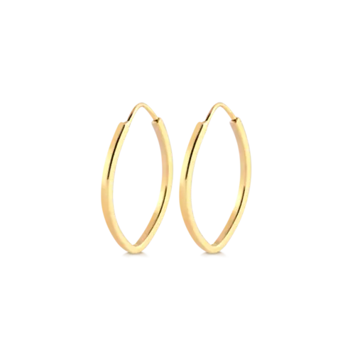 Argola Lisa Oval 13x21mm Folheada a Ouro 18k