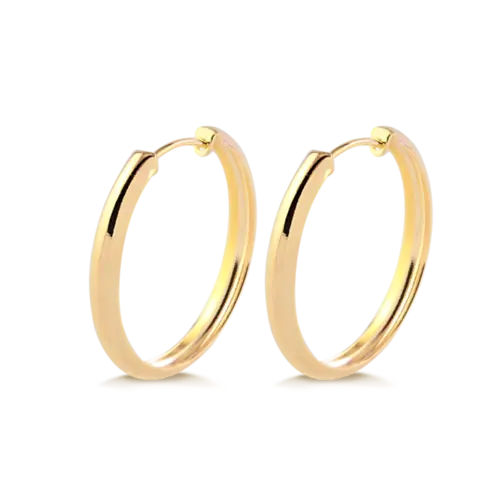 Argola Lisa 27mm Folheada a Ouro 18k