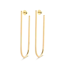 Argola Fina Oval 60x15mm Folheada a Ouro 18k