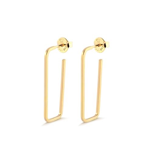 Argola Retangular 34x13mm Folheada a Ouro 18k