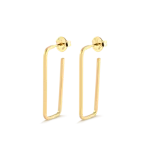 Argola Retangular 34x13mm Folheada a Ouro 18k