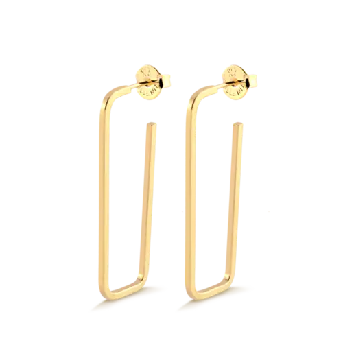 Argola Retangular 41x13mm Folheada a Ouro 18k