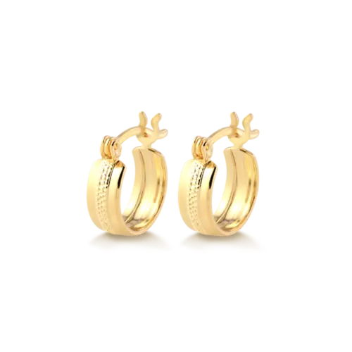 Argola Trabalhada 12mm Folheada a Ouro 18k