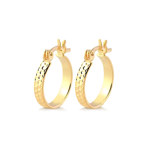 Argola Textura 15mm Folheada a Ouro 18k