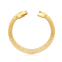 Pulseira Malha Articulada Fecho Relógio Folheada a Ouro 18k