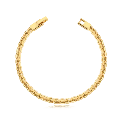 Pulseira Trabalhada Fecho Relógio Folheada a Ouro 18k