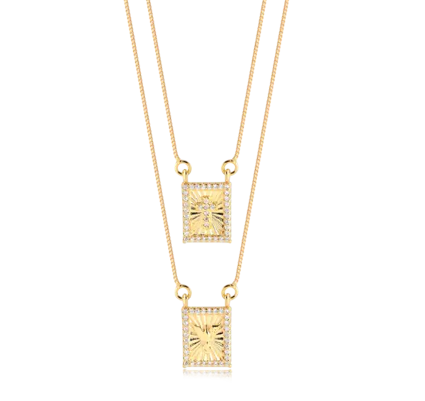 Escapulário Cruz Espírito Santo Com Zircônia Folheado a Ouro 18k
