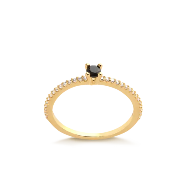 Anel Solitário Pedras de Zircônia Folheado a Ouro 18k