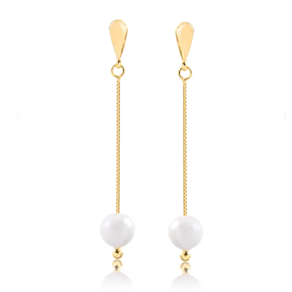Brinco Pérola Pendurada Folheado a Ouro 18K