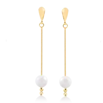 Brinco Pérola Pendurada Folheado a Ouro 18K