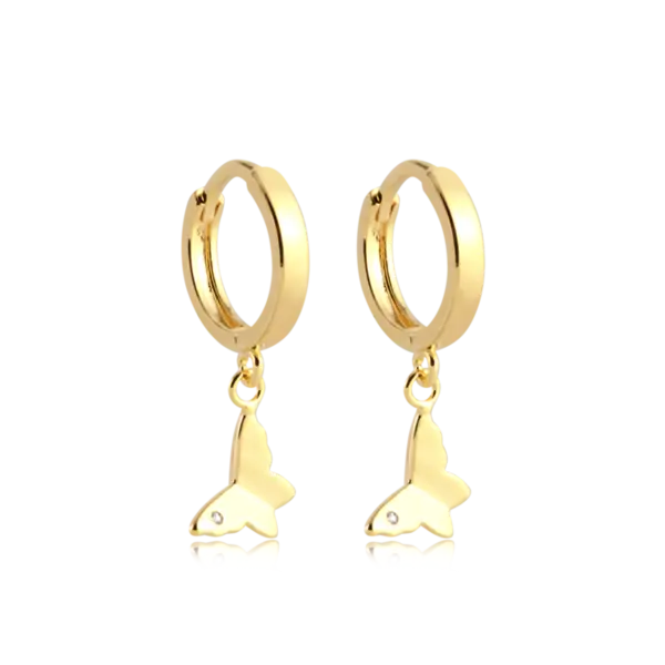 Argola Borboleta Lisa Folheada a Ouro 18k