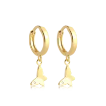 Argola Borboleta Lisa Folheada a Ouro 18k