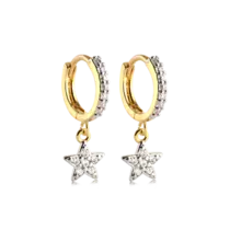Argola Estrela Cravejada Folheada a Ouro 18k