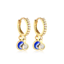 Argola Cravejada Olho Grego Ponto de Luz Folheada a Ouro 18k