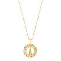 Pingente Nsa Sra Fátima Com Pedras de Zircônia Folheado a Ouro 18k