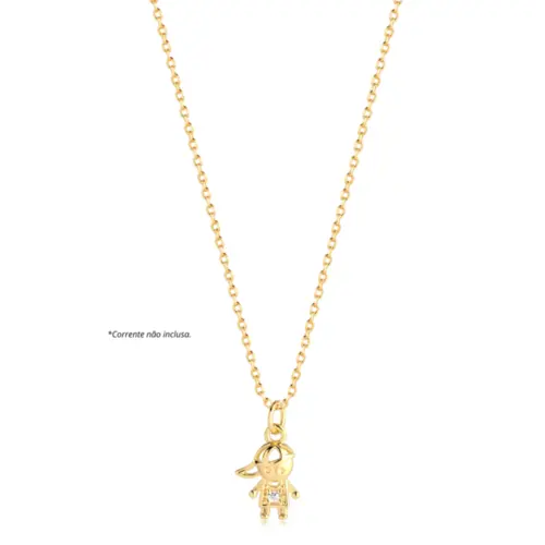 Pingente Menino Com Pedra de Zircônia Folheado a Ouro 18k