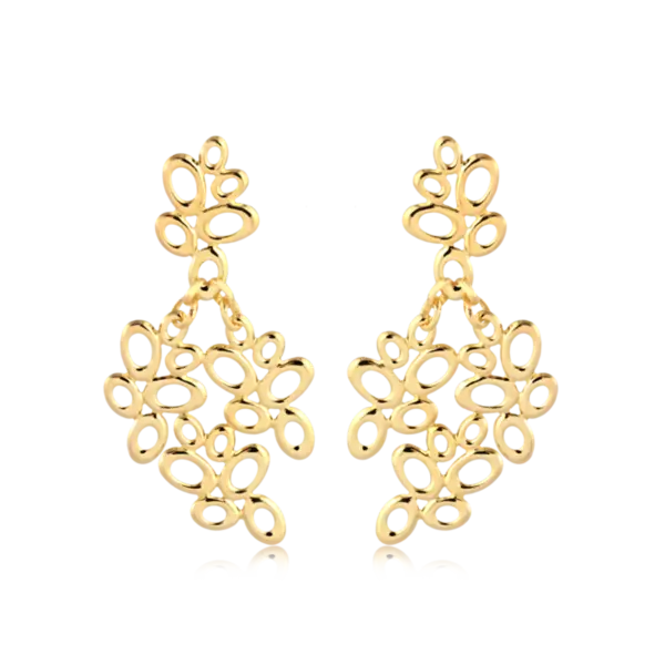 Brinco Elos Ovais Folheado a Ouro 18k