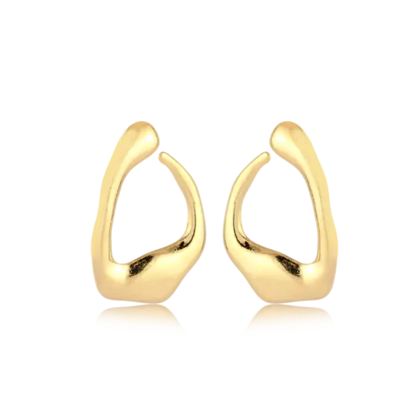 Brinco Estilo Orgânico Folheado a Ouro 18k