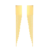 Brinco Losango Liso Franja Folheado a Ouro 18k