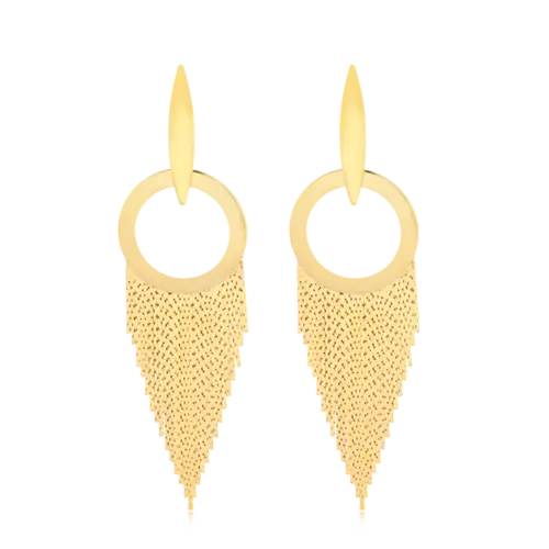 Brinco Gota Círculo Franja Folheado a Ouro 18k