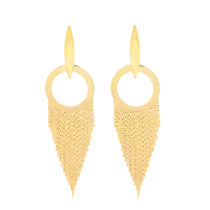 Brinco Gota Círculo Franja Folheado a Ouro 18k