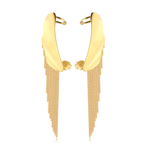 Brianco Asa Ear Cuff Franja Folheado a Ouro 18k