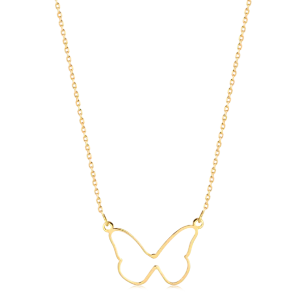 Gargantilha Borboleta Vazada Folheada a Ouro 18k