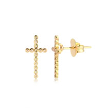 Brinco Cruz Micro Zircônia Folheado a Ouro 18k