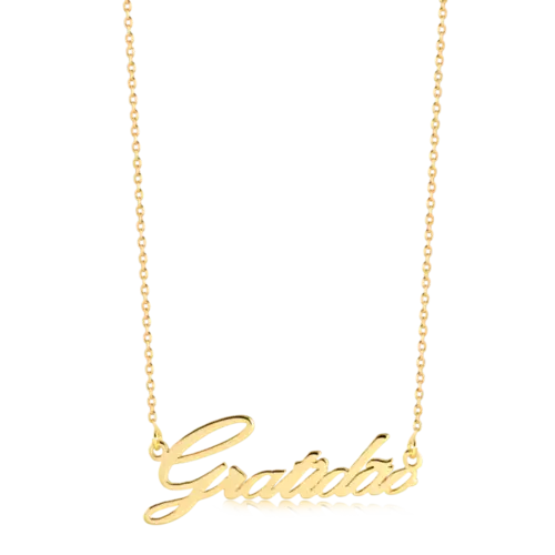 Gargantilha Gratidão Folheada a Ouro 18k