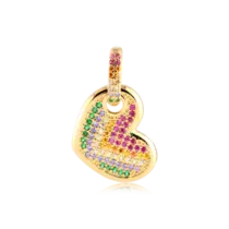 Pingente Coração Zircônias Coloridas Folheado a Ouro 18k