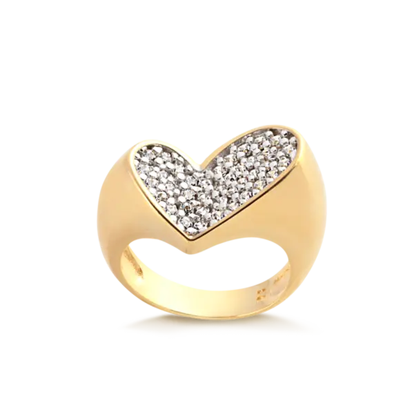 Anel Coração Micro Zircônia Folheado a Ouro 18k