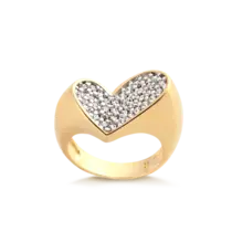 Anel Coração Micro Zircônia Folheado a Ouro 18k