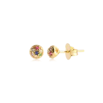 Brinco Zircônia Colorida Folheado a Ouro 18k