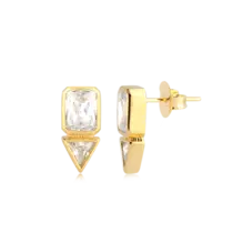Brinco Geométrico Zircônia Folheado a Ouro 18k