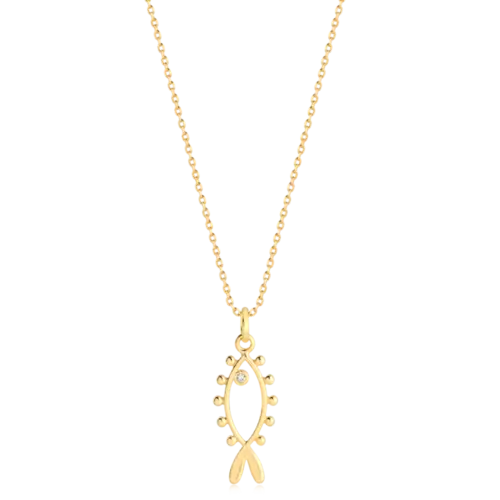 Pingente Peixe Ponto de Luz Folheado a Ouro 18k