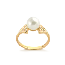 Anel Pérola Com Zircônias Folheado a Ouro 18k