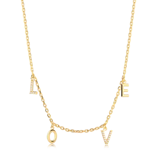 Gargantilha Love Zircônia Folheada a Ouro 18k
