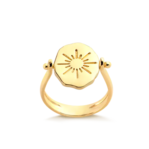 Anel Sol e Lua Folheado a Ouro 18k