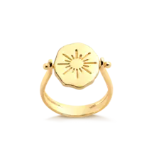 Anel Sol e Lua Folheado a Ouro 18k
